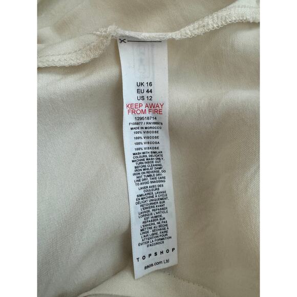 NEW TOPSHOP NORDSTROM ~ 100% Viscose Women's Ivory Knot Front Blouse Top Sz 12 - Picture 7 of 7